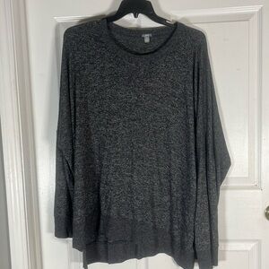 •AERIE•CHARCOAL BLACK HIGH-LOW CREW NECK OVERSIZED PULLOVER KNIT SWEATER Sz XXL